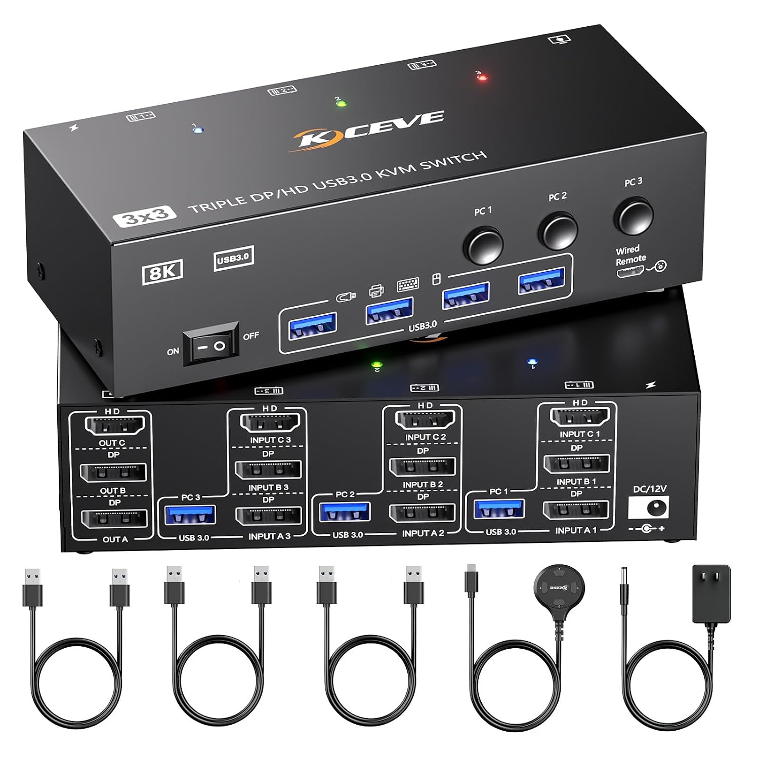 Thunderbolt 4 KVM Switch 3 Monitors 2 Laptops 4K@60Hz, Displaylink USB C Docking Station 3 Monitor KVM for Windows Mac M1 M2 M3 M4, Extended Triple Displays,PD 100W,USB 3.0,USB 3.2,SD/TF,1G Ethernet