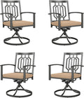 PHI VILLA Outdoor Metal Swivel Chairs Set of 4 Patio Dining Rocker Chair with Cushion Furniture Set for Garden Backyard Bistro, Black