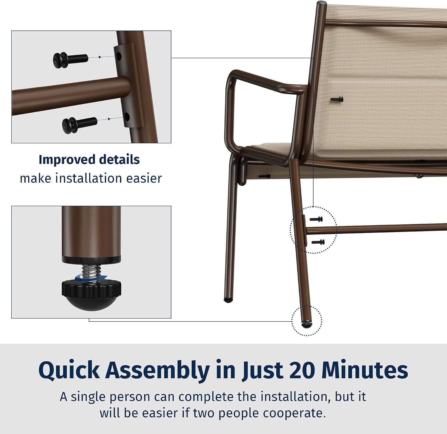 East Oak 4-Piece Patio Furniture Set, Waterproof Outdoor Furniture Set, Patio Sofa with Coffee Table for Balcony or Porch, 4 Seats Patio Conversation Sets for Backyard in Beige