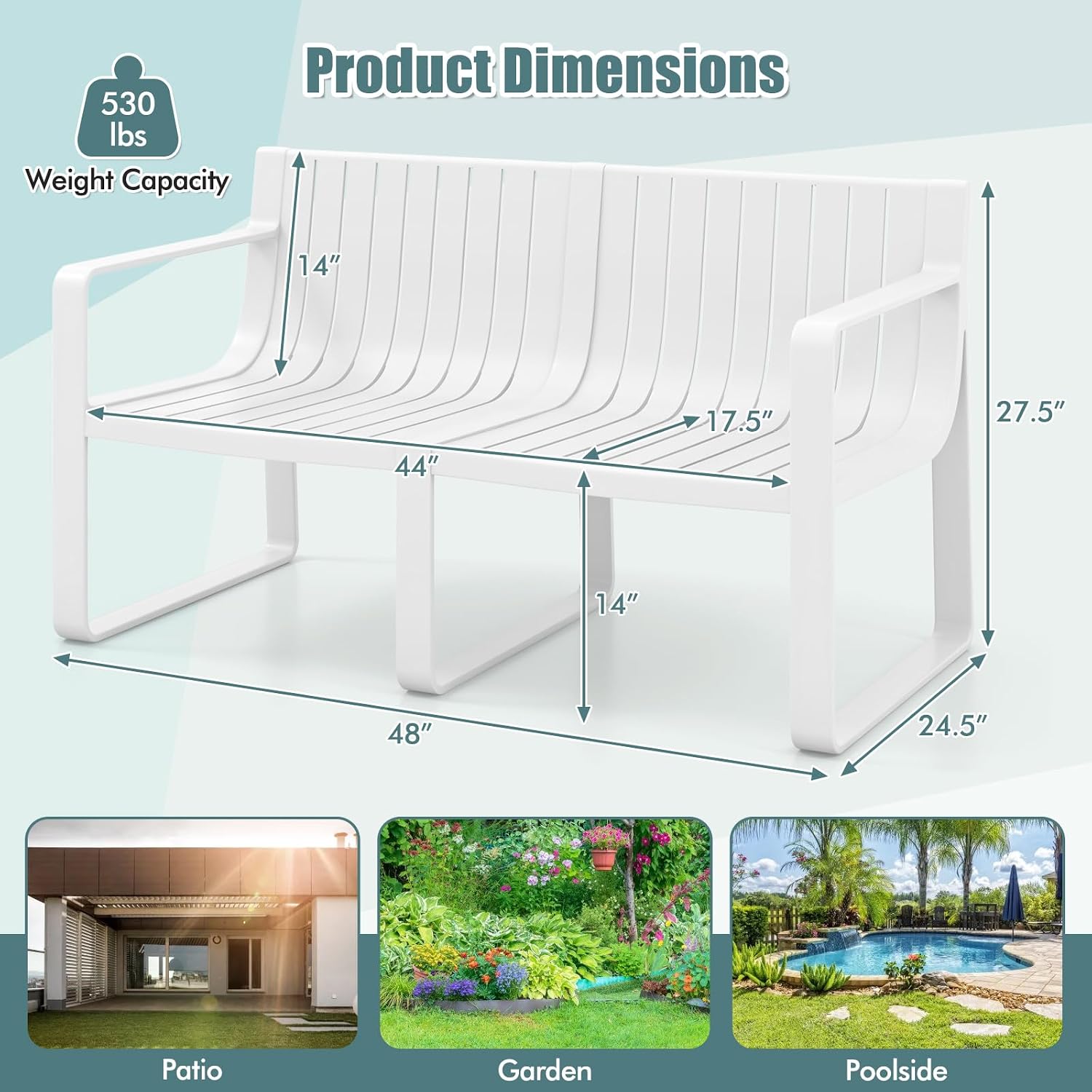 Tangkula 3-Piece Patio Furniture Set, Outdoor Conversation Set w/1 Loveseat & 2 Side Tables, All-Weather Patio Bistro Set for Lawn, Backyard, Poolside, Balcony, Garden, Deck, Blue