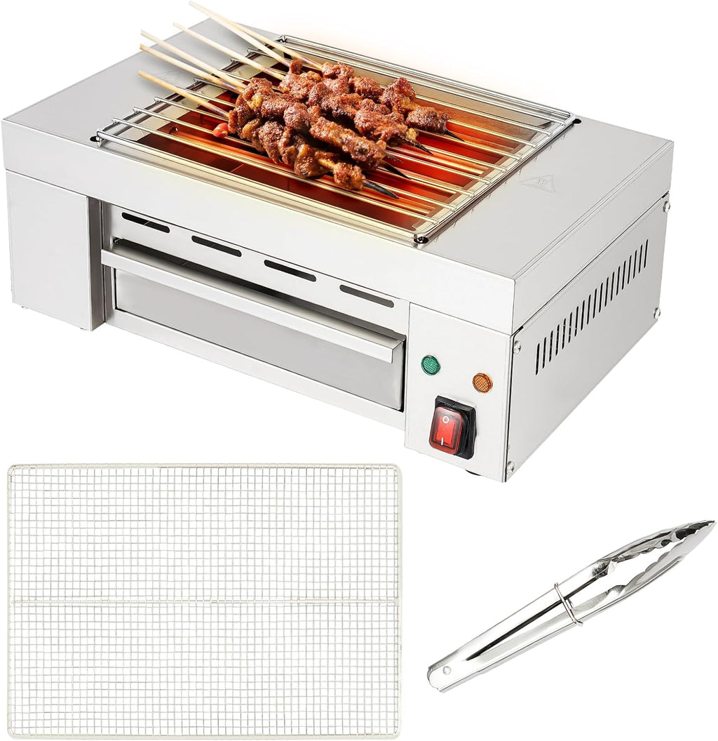 Barbecue Electric Grill,1500W Electric Grill Professional Barbecues Griddle BBQ Grill Camping Tabletop Grill Stainless Steel Barbecues Grill for Household Commercial Use (Style 3)