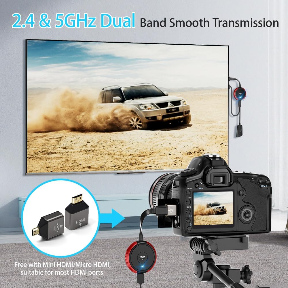 TIMBOOTECH Wireless HDMI Transmitter and Receiver 4K, Casting 5G Stable Video/Audio Wireless HDMI Extender Kit for PC, Laptop, Camera, TV Box, Smartphone, PS5 to Monitor, Projector, HDTV 165FT/50M