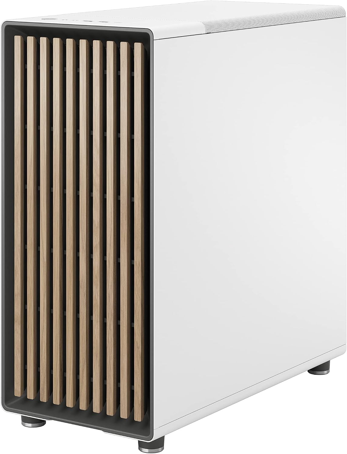 Fractal Design North Chalk White - Genuine Oak Wood Front - Mesh Side Panels - Two 140mm Aspect PWM Fans Included - Type C USB - ATX Airflow Mid Tower PC Gaming Case