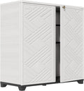 HOMSPARK Indoor/Outdoor Storage Cabinet with Doors and 2 Metal Shelves, 34'x15'x34' HDPE Plastic Storage Box for Patio, Garden, Enterway, Balcony, Multi-Purpose for Daily Tools, White