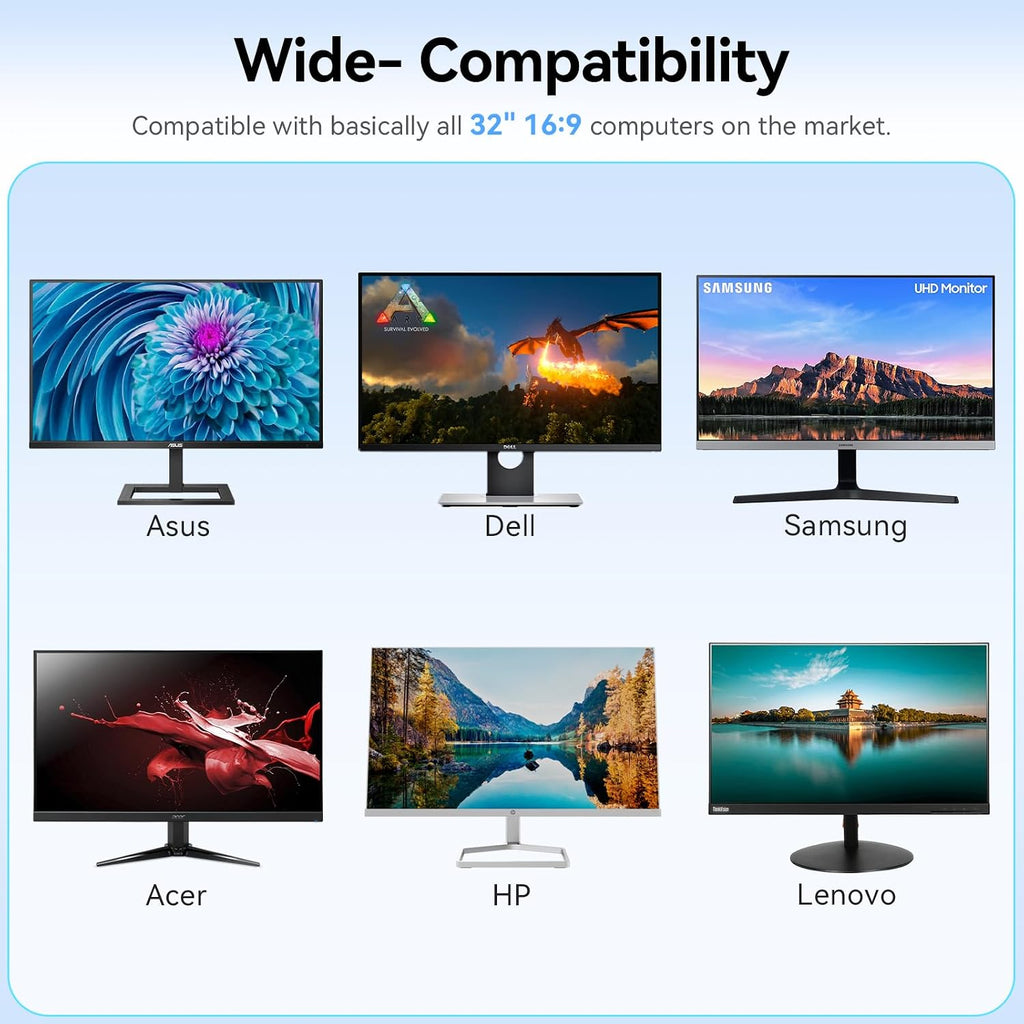 [2-Pack] 32 Inch Anti Blue Light Screen Protector Compatible with Lenovo Hp Dell Acer Asus Samsung etc Monitor 16:9 Aspect, Removable Anti Glare Filter Uv Blocker Shield Eye Protection Film Laptop