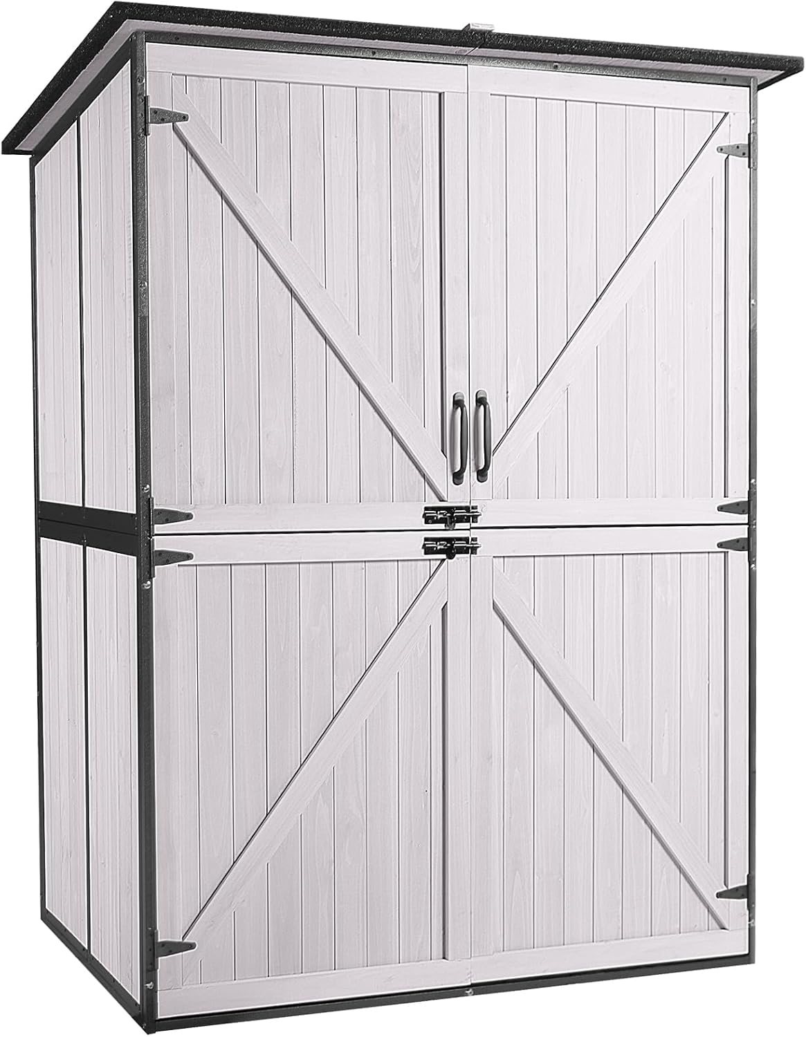 Outdoor Storage Shed, Tool Shed with Floor, Storage House with Metal Frame for Backyard Garden Patio Lawn -White