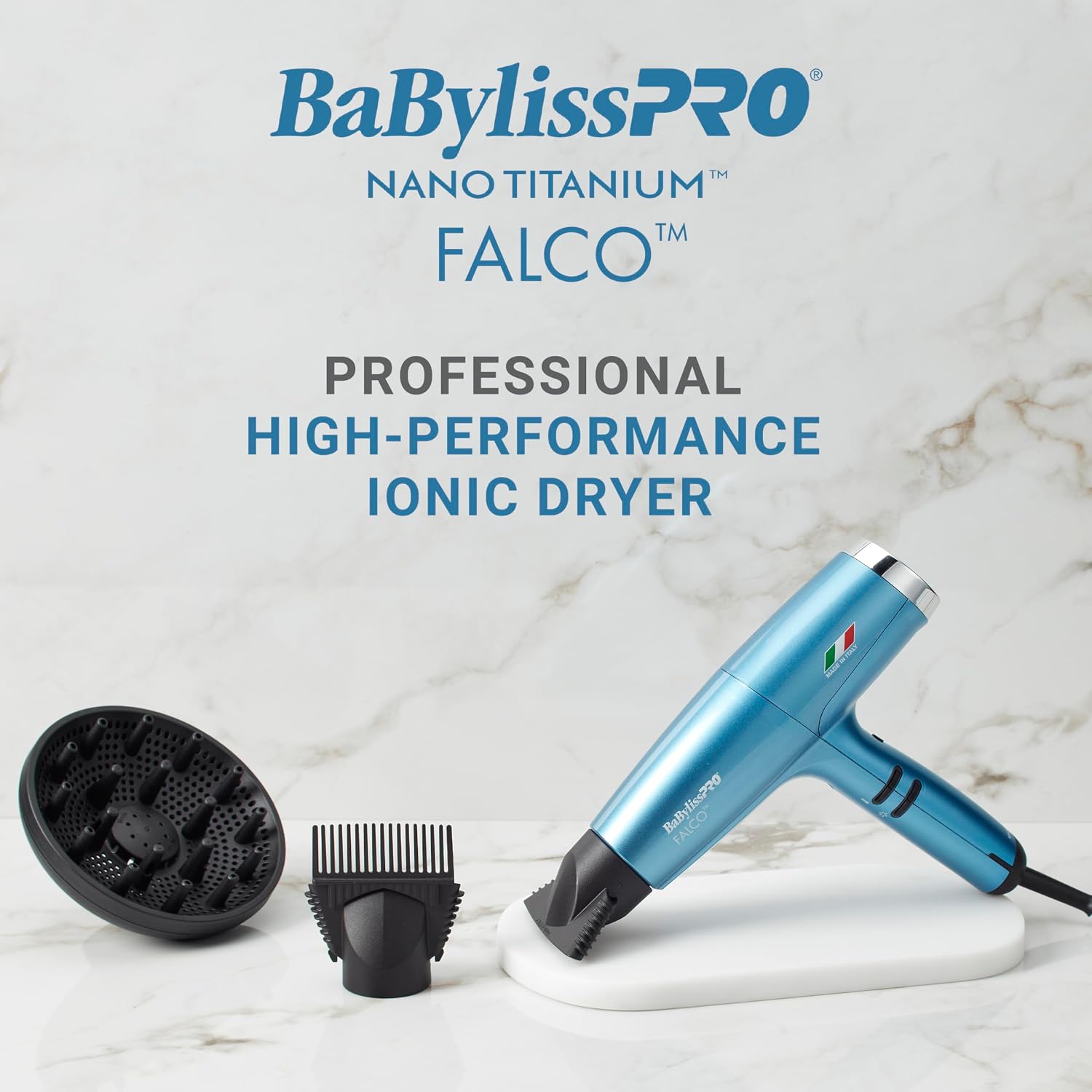 BaBylissPRO® Nano Titanium™ Professional Italian High-Speed Falco Hair Dryer - 2000 watts and Ionic