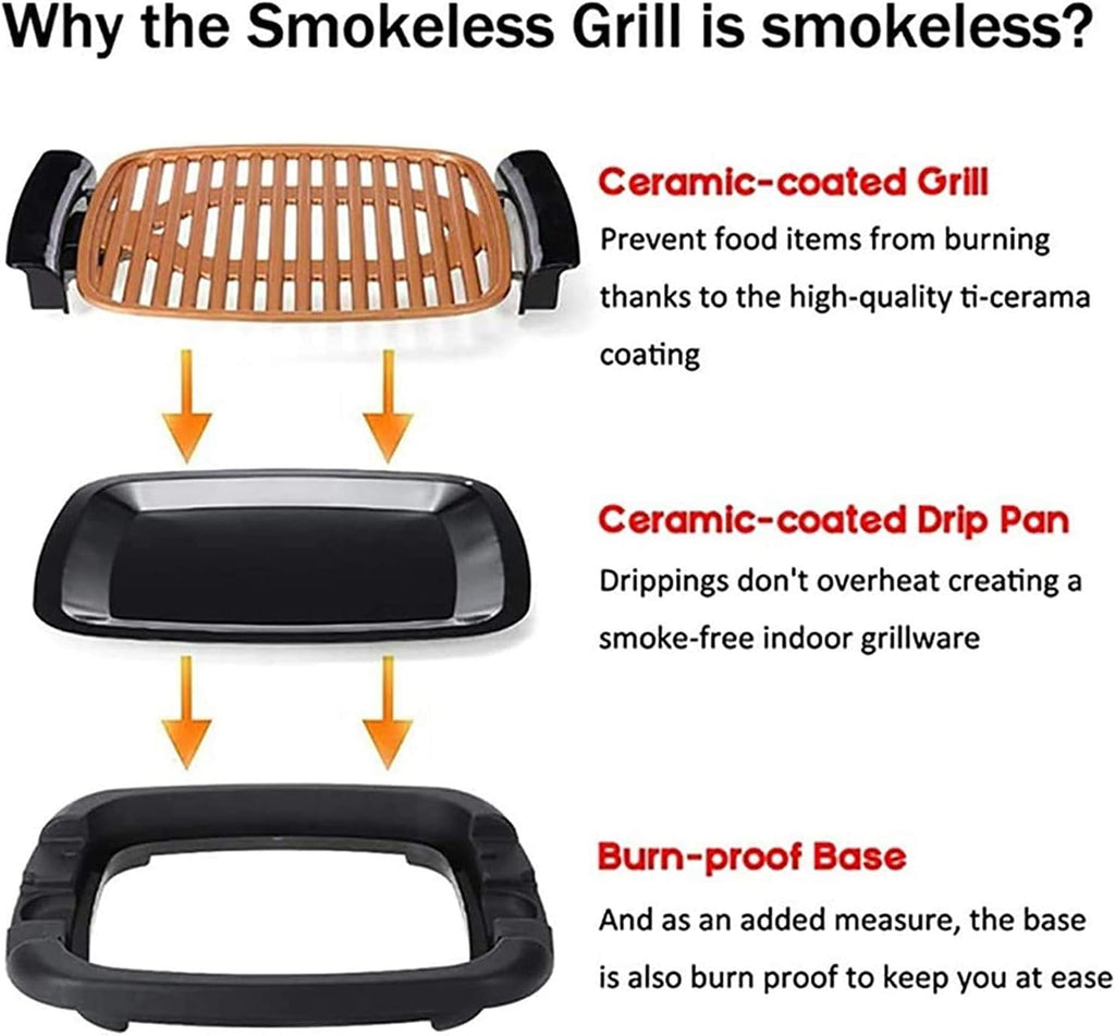 Electric grill, electric grill barbecue indoors, Portable Electric Smokeless Barbecue for Home Dinner,Household Nonstick Electric Griddle