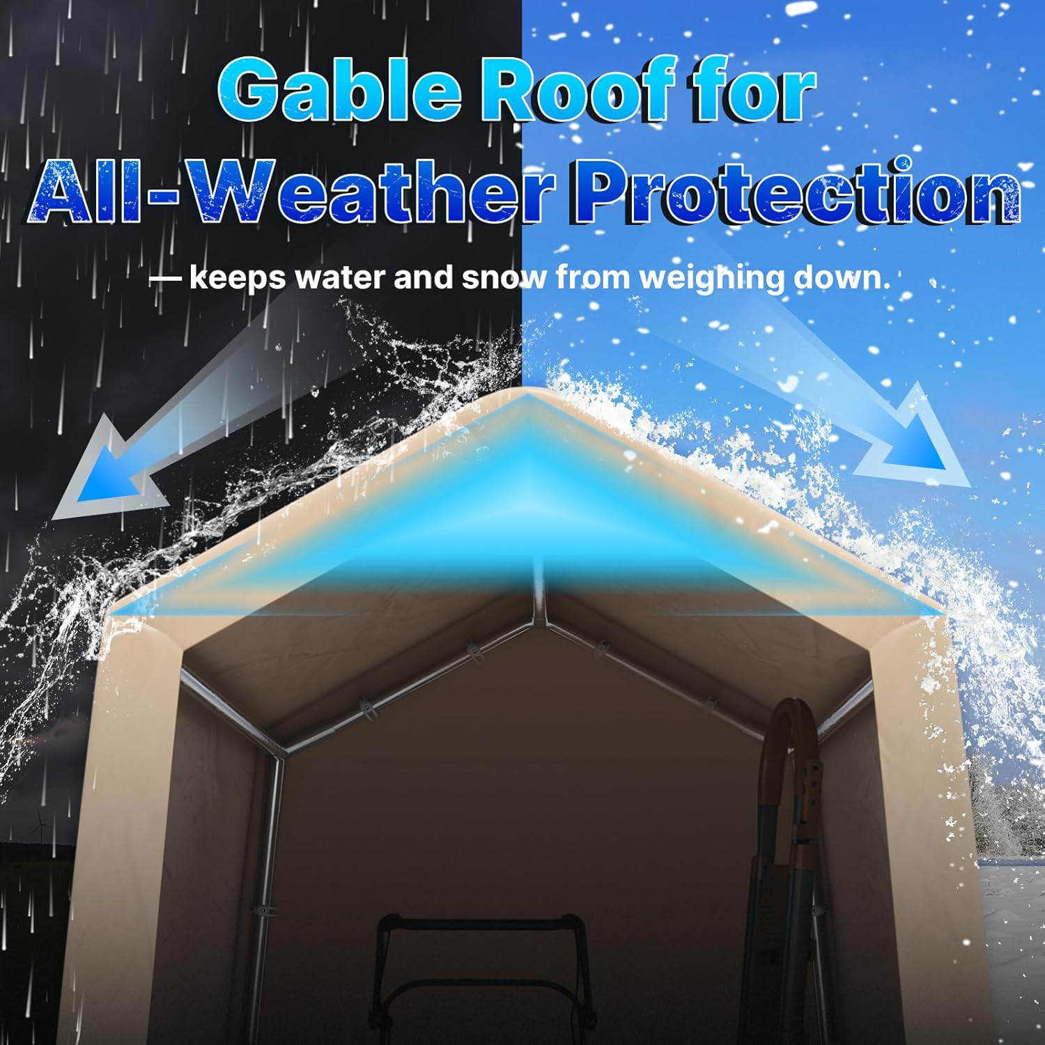 ADVANCE OUTDOOR 6x8 ft Outdoor Portable Storage Shelter Shed with 2 Roll up Zipper Doors & Vents Carport for Motorcycle Waterproof and UV Resistant Portable Garage Kit Tent, Beige