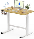 FLEXISPOT H7 Plus Gas Spring Adjustable Standing Desk, Mobile Rolling Sit-Stand Workstation with Wheel, Cordless Stand Up Desk for Small Room & Home Office 40' One-Piece Desktop Maple,height 27.6'–45'