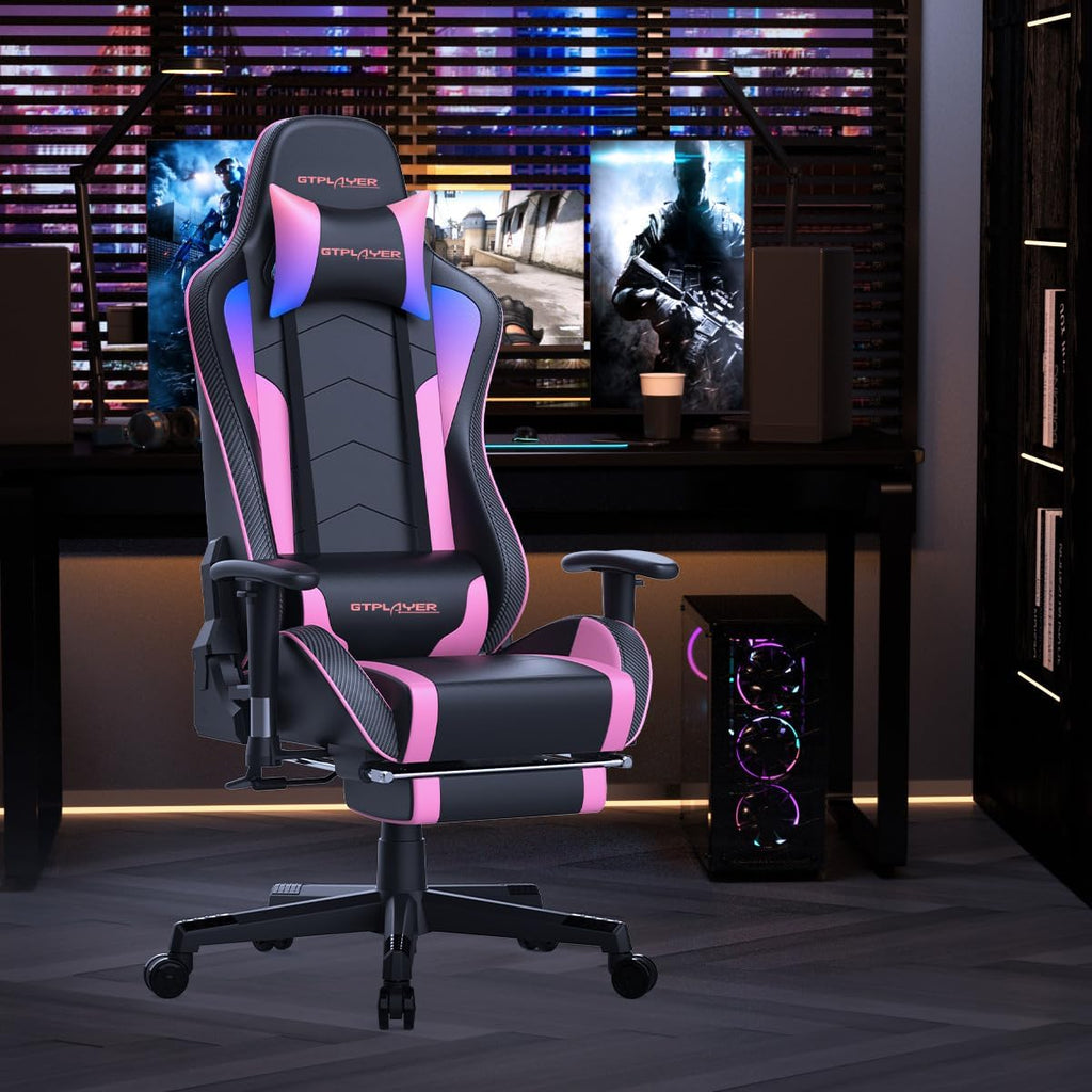 GTPLAYER Gaming Chair with Footrest Speakers Video Game Chair Bluetooth Music Heavy Duty Ergonomic Computer Office Desk Chair
