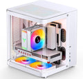 JONSBO TK-1 White Micro ATX Mini Tower Computer CASE, Hyperboloid Glass Design, Separated Cabinet Structure, Al Alloy Shell Matx Desktop PC Case, Support ATX Power supply/240 AIO, White