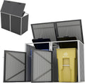 Outdoor Trash Can Storage, Garbage Bin Shed Stores 2 Trash Cans with Pneumatic Support Rod, 54 Cubic feet of Space, Metal Outdoor Storage Shed for Garbage Cans, Garden, Backyard, and Patio, Grey
