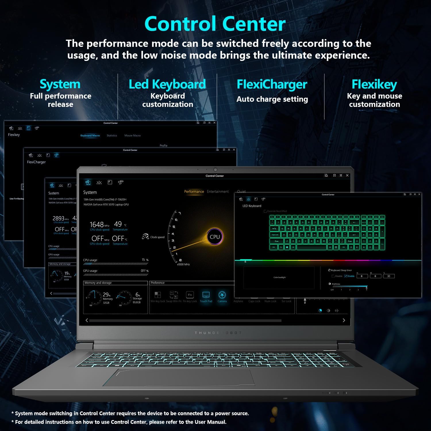 Thunderobot Storm 17 5070 Gaming Laptop, 17.3' QHD 165Hz 2K Display, Core i7-13620H, GeForce RTX 5070, 32GB DDR5 RAM, 1TB SSD, RGB Backlit Keyboard, HDMI, Wi-Fi 6, Win11 Home