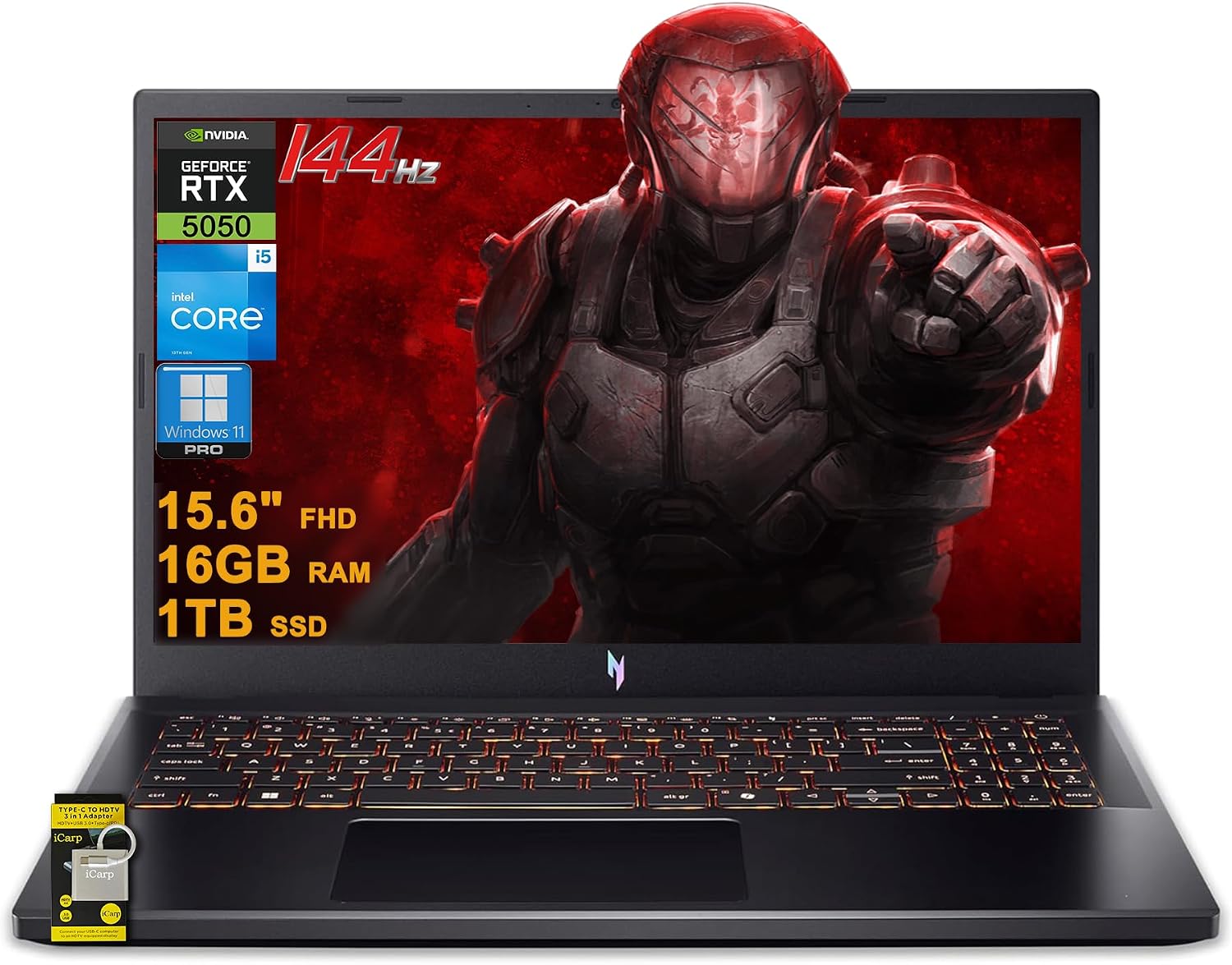 Acer Nitro V 15 Gaming Laptop 15.6' FHD IPS 165Hz Intel 8-core i5-13420H 16GB DDR4 1TB SSD GeForce RTX 5050 GDDR7 DLSS4 (Up to 440 AI Tops) Backlit Thunderbolt WiFi6 Win11Pro ICP Hub