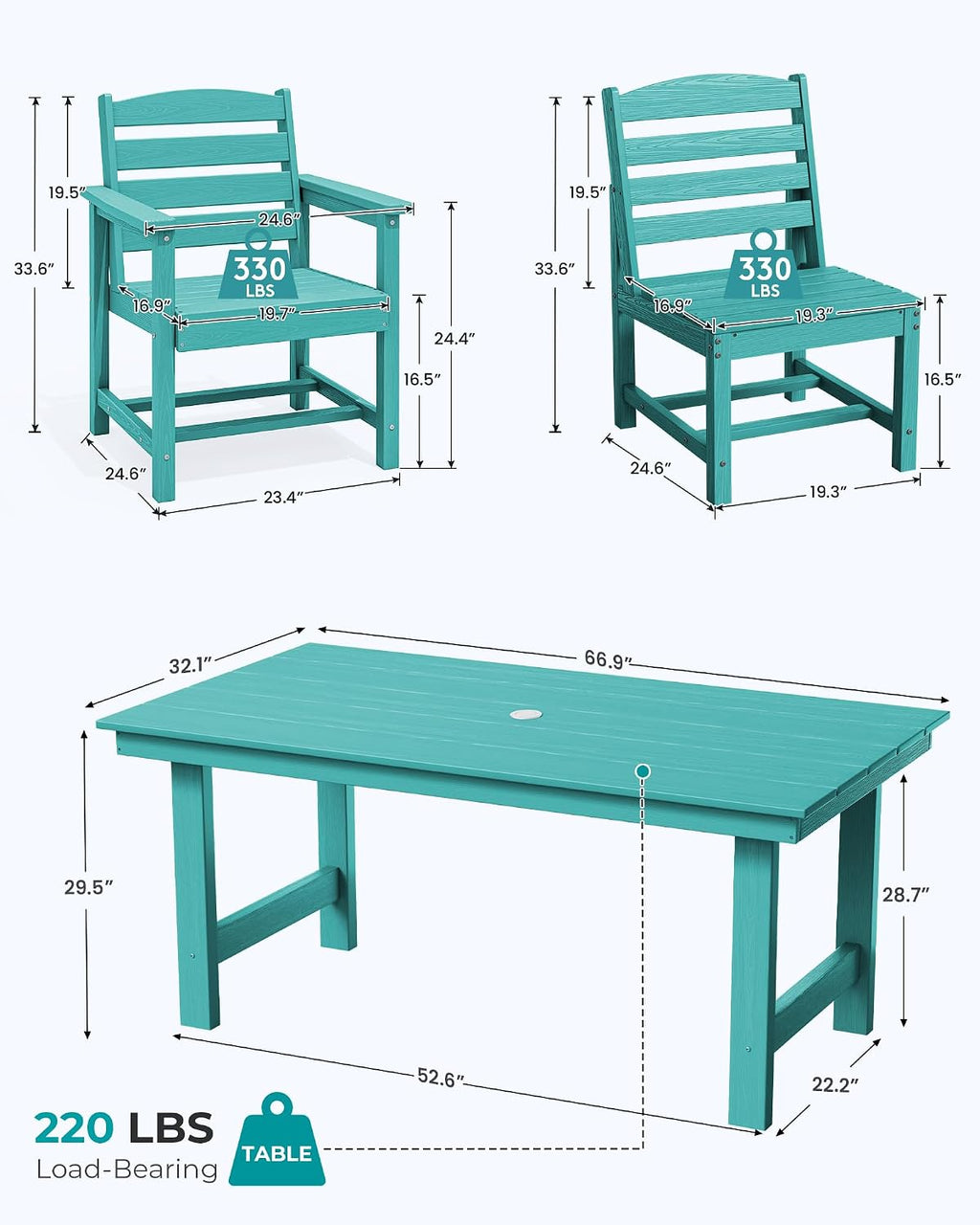SERWALL Patio Dining Sets for 10 Person, HDPE Dining Set with 2 Tables, 8 Armless Chairs and 2 Armed Dining Chairs, Aruba