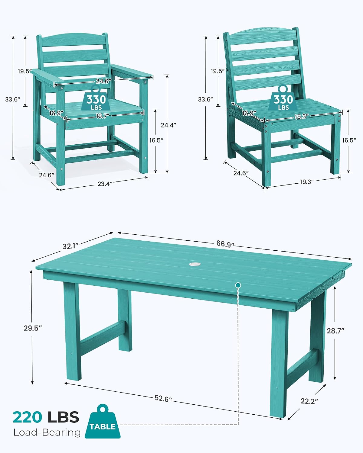 SERWALL Patio Dining Sets for 10 Person, HDPE Dining Set with 2 Tables, 8 Armless Chairs and 2 Armed Dining Chairs, Aruba
