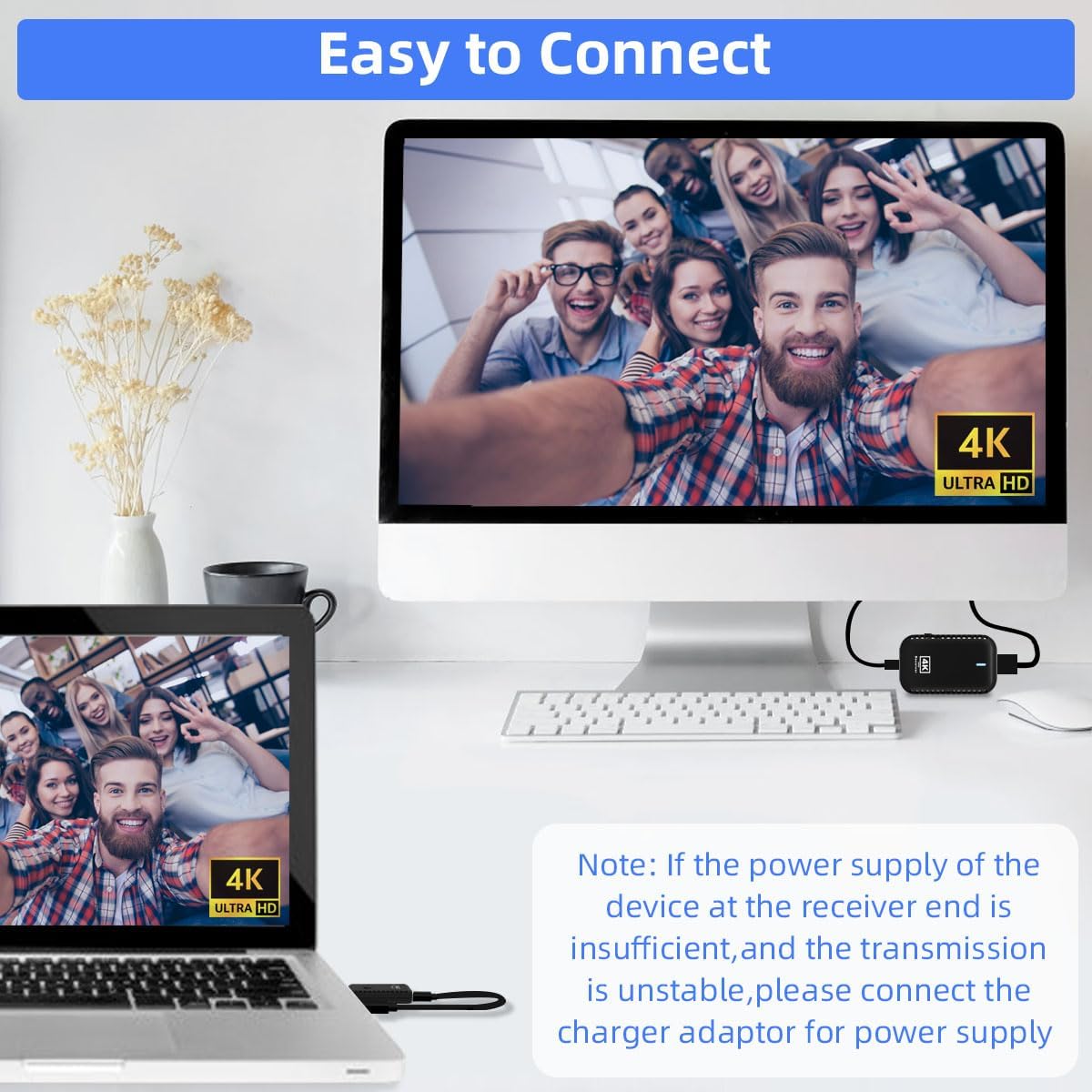 Wireless HDMI Transmitter and Receiver 4K Decode 1080P Output Plug & Play 2.4G/5G Wireless HDMI Extender Kit Portable for Streaming Video and Audio to Monitor from Laptop/PC/Projector