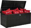 YITAHOME 240 Gallon Large Outdoor Storage Box XXL Resin Deck Box with Lock, Extra-Large Waterproof Patio Furniture Bin and 3-Person Bench Seating for Garden Tools & Pool Accessories, Black