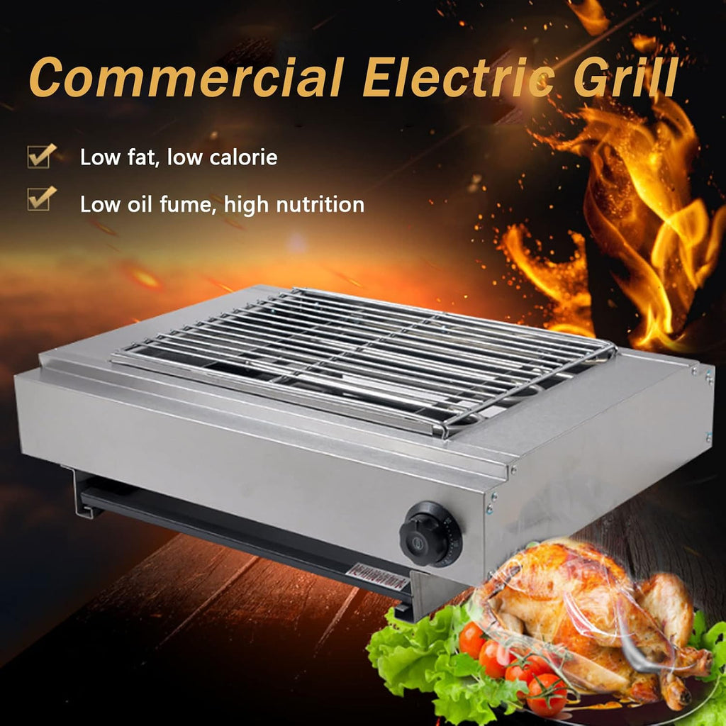 KnoRRs Electric Table Top Griddle, Electric Smokeless Portable BBQ Barbecue Grill Indoor Cooking Grill, Grease Tray, for Kitchen Dinner Party Camping Festival Cooking, Grill Surface 820x303 mm, 700