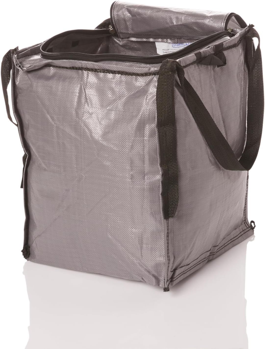 DURASACK Heavy Duty Storage Tote Bag with Zipper Top 22-Gallon Rugged Woven Polypropylene Moving Bag, Reusable Self-Standing Design, Holds up to 500 Pounds, Single, Gray (Pack of 10)