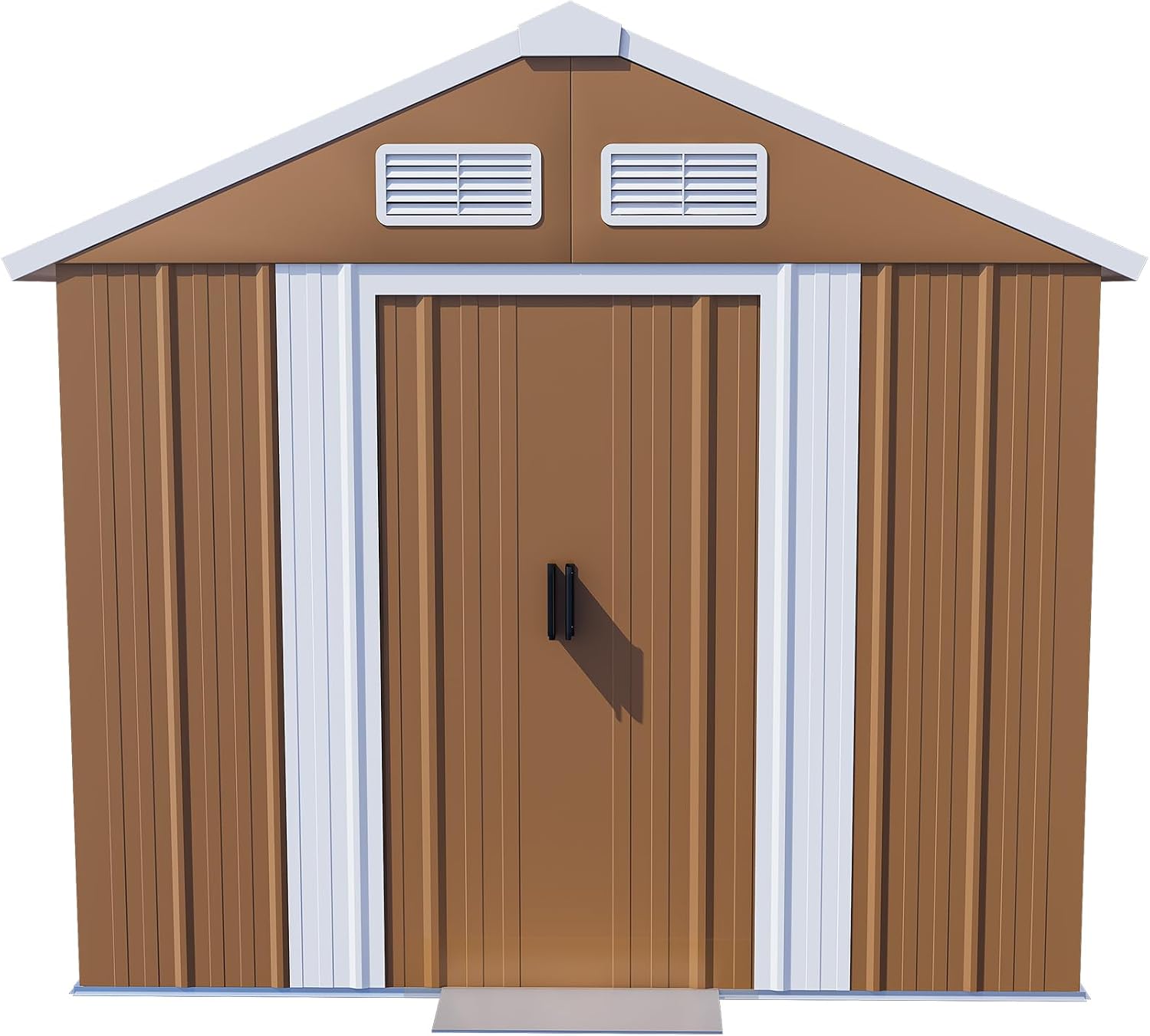 YOPTO 6X4 FT Heavy-Duty Metal Storage Shed with Windows,Waterproof Sheds & Outdoor Storage w/Rolling Door Lockable Door & Ventilation,Tool Organization,Sloped Roof,4-Season Ready,Brown