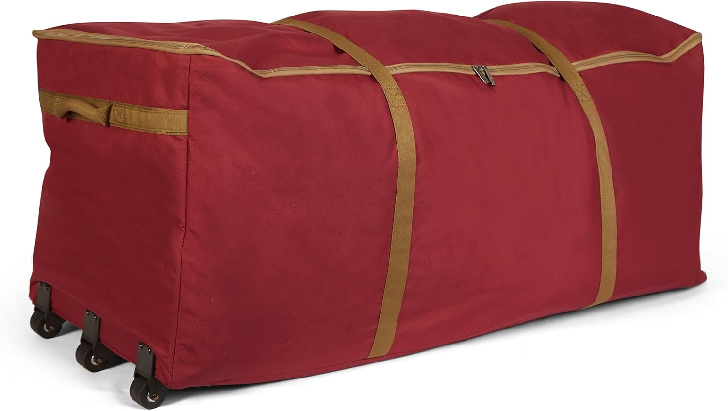 Covermates Keepsakes Christmas Tree Rolling Cinch Bag – Heavy-Duty Polyester Holiday Storage with Wheels, Reinforced Handles & Cinch Straps – Durable Christmas Tree Storage Solution, Red