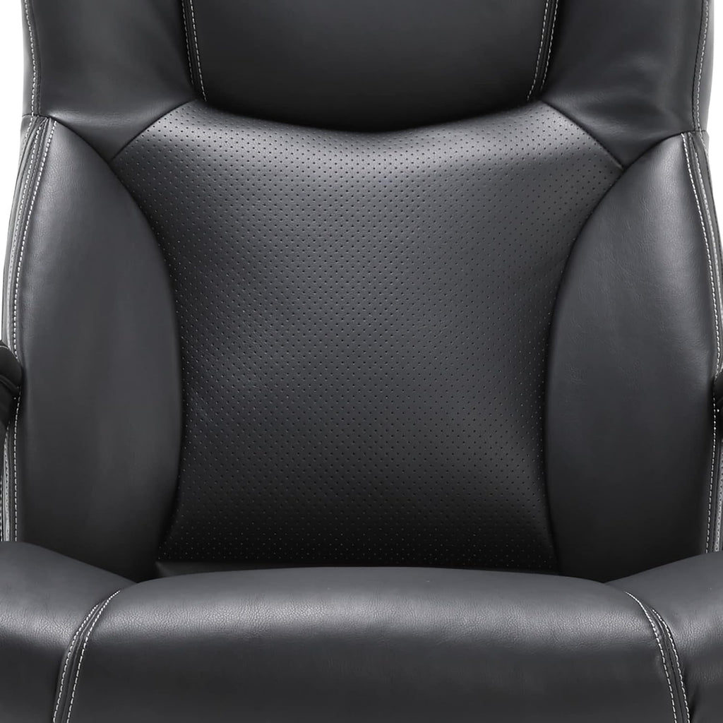 Serta Connor Executive Office Chair, Ergonomic Computer Chair with Layered Body Pillows, Contoured Lumbar, Adjustable Seat Height, Bonded Leather, Black