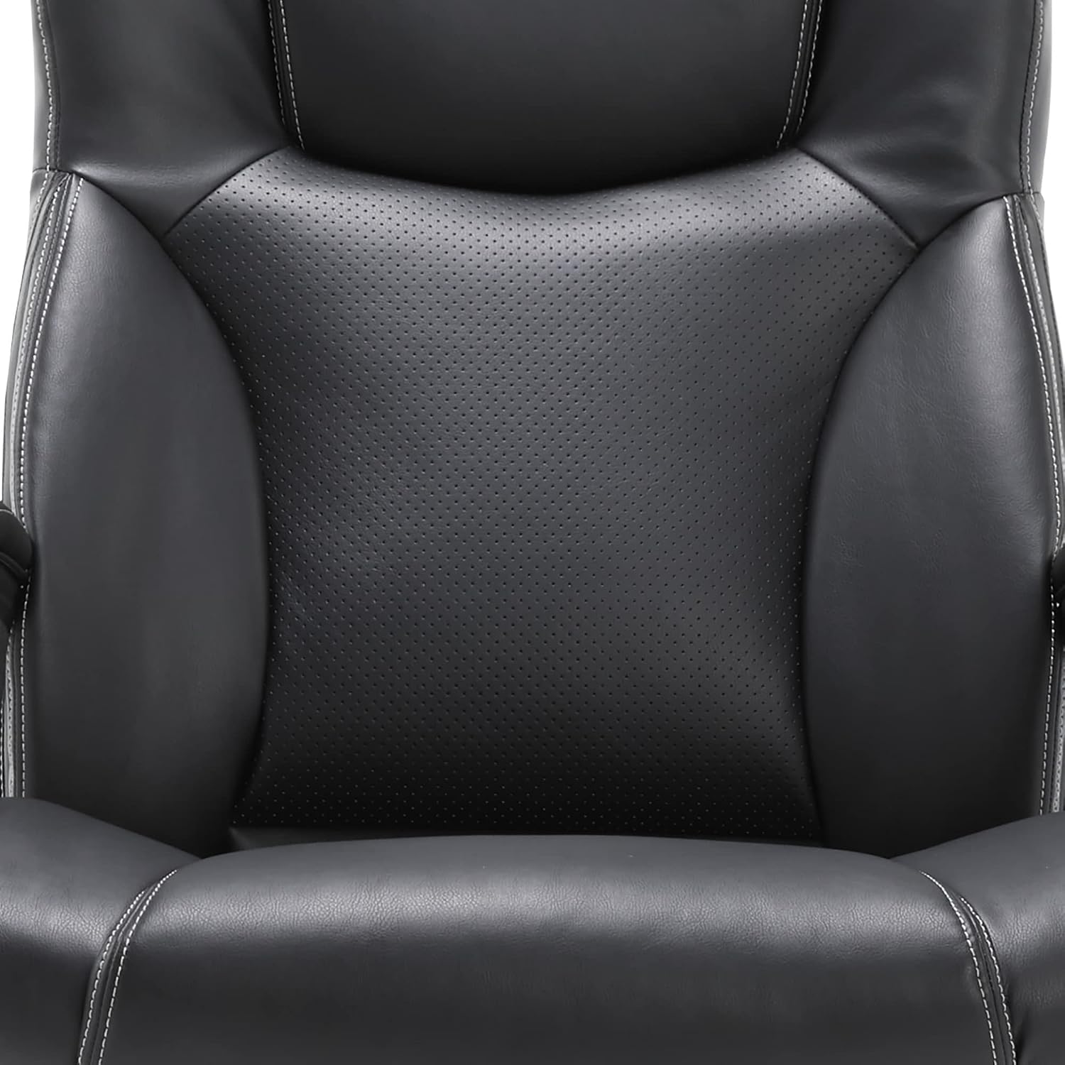 Serta Connor Executive Office Chair, Ergonomic Computer Chair with Layered Body Pillows, Contoured Lumbar, Adjustable Seat Height, Bonded Leather, Black