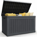 270 Gallon Deck Box, Resin Outdoor Waterproof Storage Box, Lockable Storage Box With Handle for Patio Furniture - Garden Tools - Swimming Pool Tools UV Resistant, Black