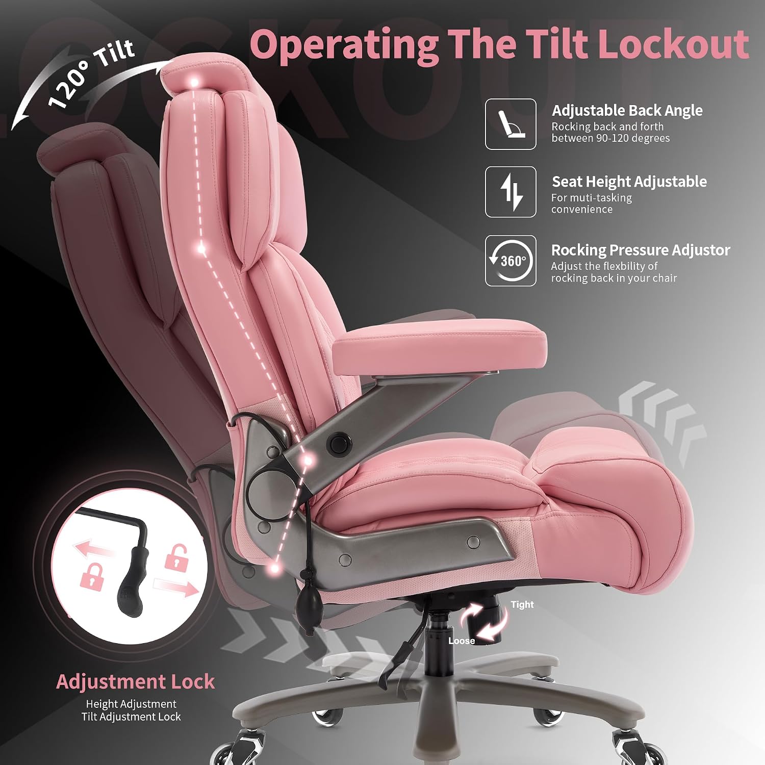 Big and Tall Office Chair 700lbs - Adjustable Headrest&Lumbar Support, 3D Flip Arms, Large Wheels &Heavy Duty Metal Base, Ergonomic High Back Computer Chair Desk Chair, Thick Padded Extra Wide Seat