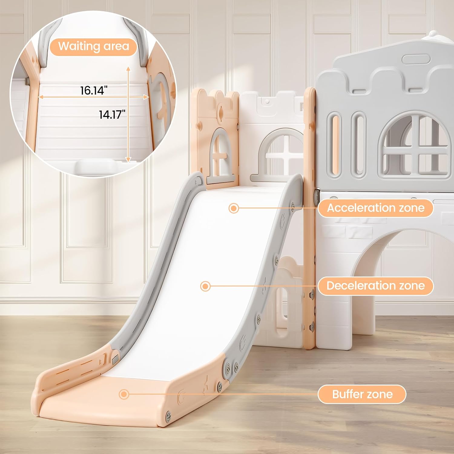 8 in 1 Toddler Slide Playset, Toddler Indoor Playground for Kids 1-3, Baby Outdoor Indoor Playset with Slide, Climber, Tunnel, Basketball Hoop, Toy Storage and Telescope for Toddlers Age 1-3