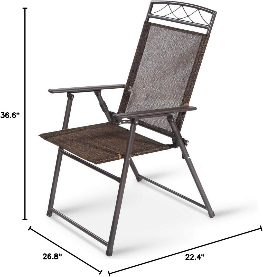 Giantex Set of 4 Patio Folding Sling Chairs Steel Camping Deck Garden Pool Backyard Chairs