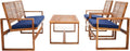 Safavieh Home Collection Hailey Outdoor Living 4-Piece Acacia Patio Furniture Set, Brown and Navy