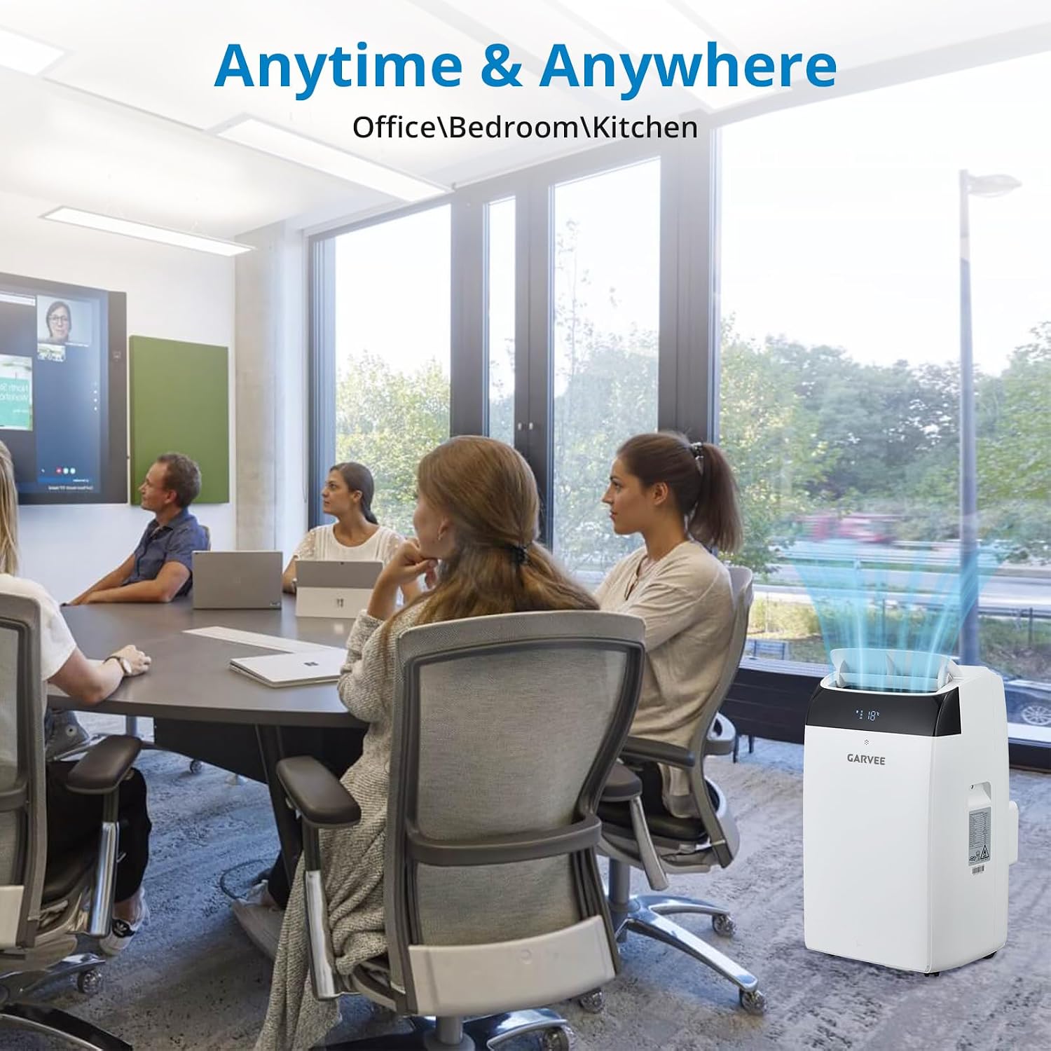 Garvee Portable Air Conditioner 3 in 1 with Remote Cool & Dual Motors & Auto Swing, 14000 BTU(ASHRAE)/10200 BTU (SACC), Dehumidifier & Fan Modes For Home Up To 750 Sq.Ft