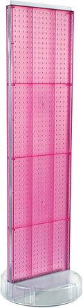Azar Displays 700780 TWO-SIDED PEGBOARD FLOOR DISPLAY W/C-CHANNEL SIDES ON REVOLVING ROUND STUDIO BASE. PANEL SIZE: 16'W X 60'H, (Pink Blossom)