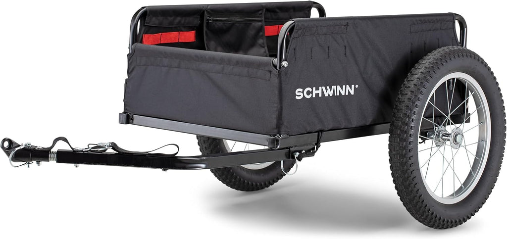 Schwinn Porter Bike Cargo Trailer, Holds up to 100 lb, Universal Coupler, Folding Frame, Quick-Release Wheels, 16-Inch Air-Filled Tires, Interior D-Rings, Schwinn Bike Trailer for Carrying Cargo