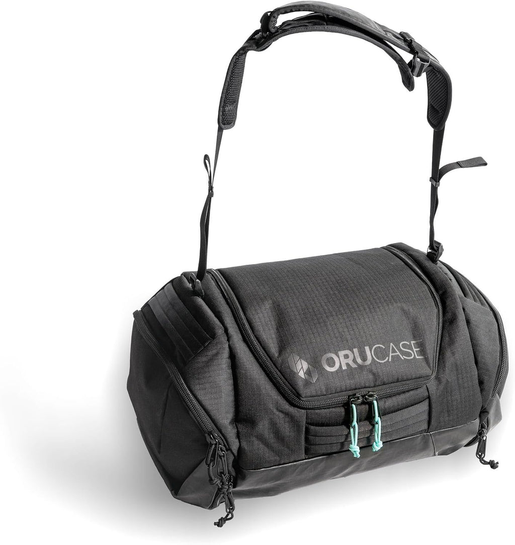 ORUCASE Janus Duffel Bag 55L – Multi-Sport Gear Duffel with Ventilated Shoe Pockets, Removable Stuff Sacks & Convertible Backpack Straps – Travel Gym Bag for Cycling, Running & Skiing - Black