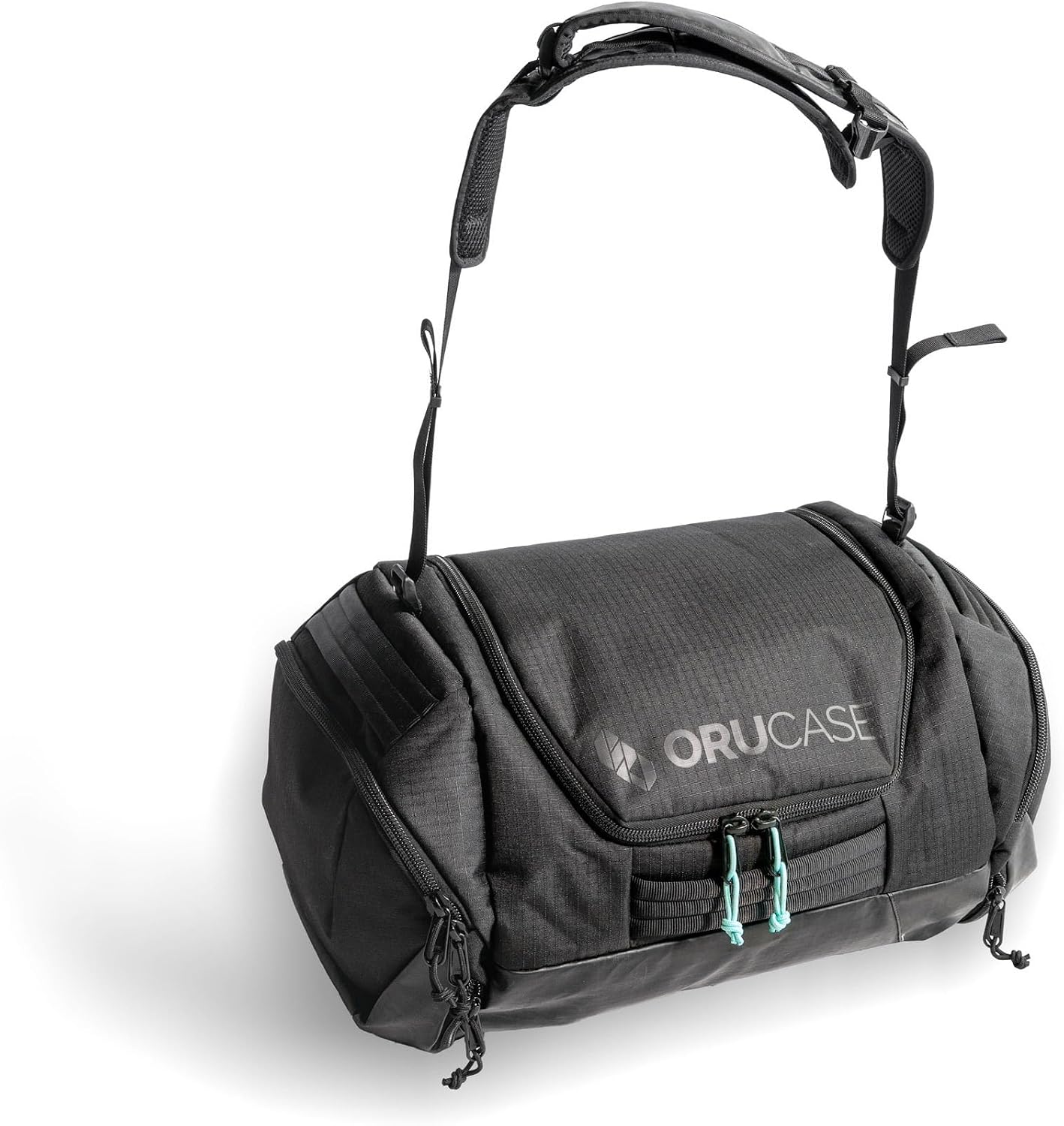 ORUCASE Janus Duffel Bag 55L – Multi-Sport Gear Duffel with Ventilated Shoe Pockets, Removable Stuff Sacks & Convertible Backpack Straps – Travel Gym Bag for Cycling, Running & Skiing - Black