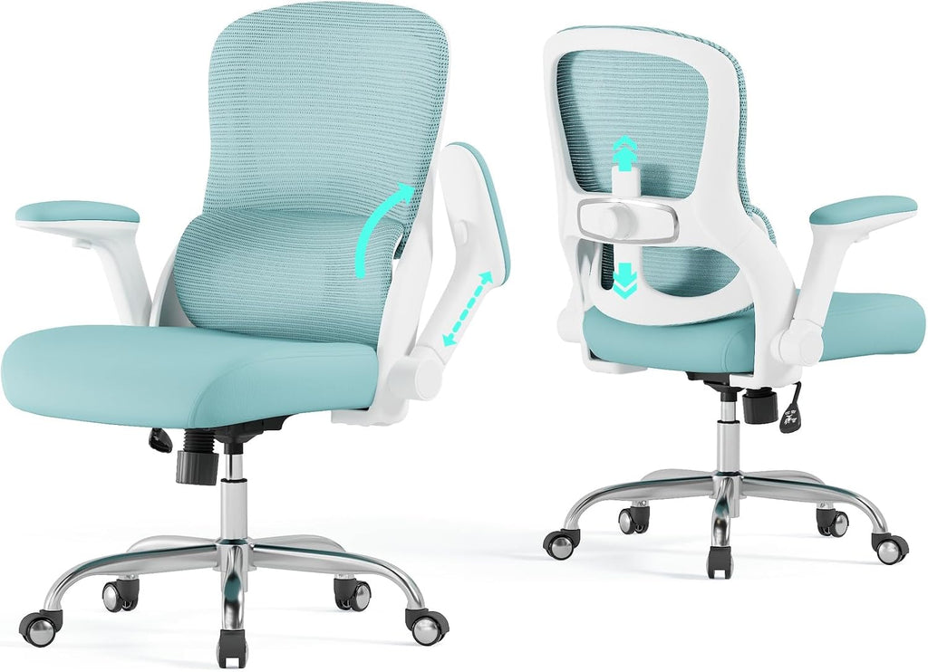 Office Chair - Ergonomic Desk Chair with Adjustable Lumbar Support, Mesh Computer Chair, Executive Office Chairs for Adults, Wide Seat Office Chair Back Support for Tall Men (Blue)