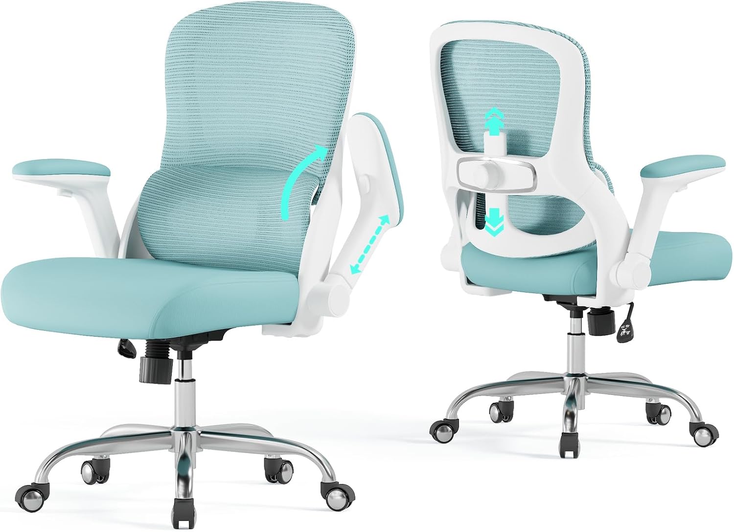 Office Chair - Ergonomic Desk Chair with Adjustable Lumbar Support, Mesh Computer Chair, Executive Office Chairs for Adults, Wide Seat Office Chair Back Support for Tall Men (Blue)