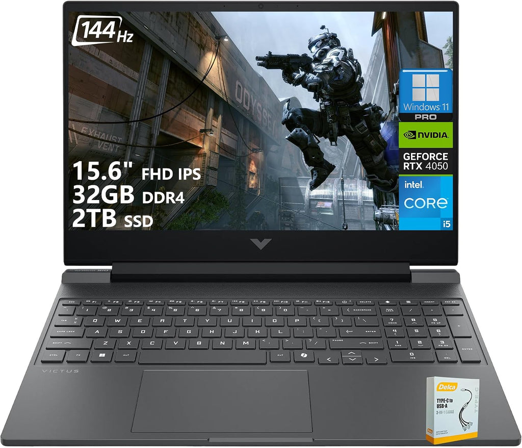 HP Victus Gaming Laptop | 15.6' FHD IPS 144Hz Anti-Glare | Intel 8-Core i5-13420H (>i7-12650H) | 32GB DDR4 2TB SSD | GeForce RTX 4050 6GB | Backlit Type-C WiFi 6 Fast Charge Win11 Pro w/DLCA Accessory