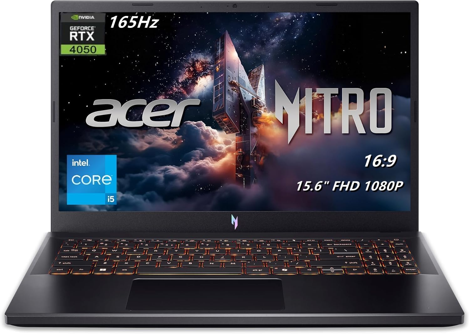 acer Nitro V Gaming Laptop, 15.6' FHD (1080P) Display, 165Hz, Intel i5-13420H, NVIDIA GeForce RTX 4050, 16GB DDR5, 1TB SSD, Windows 11 Home, Backlit KB, Black, TWE Laptop Foldable Stand