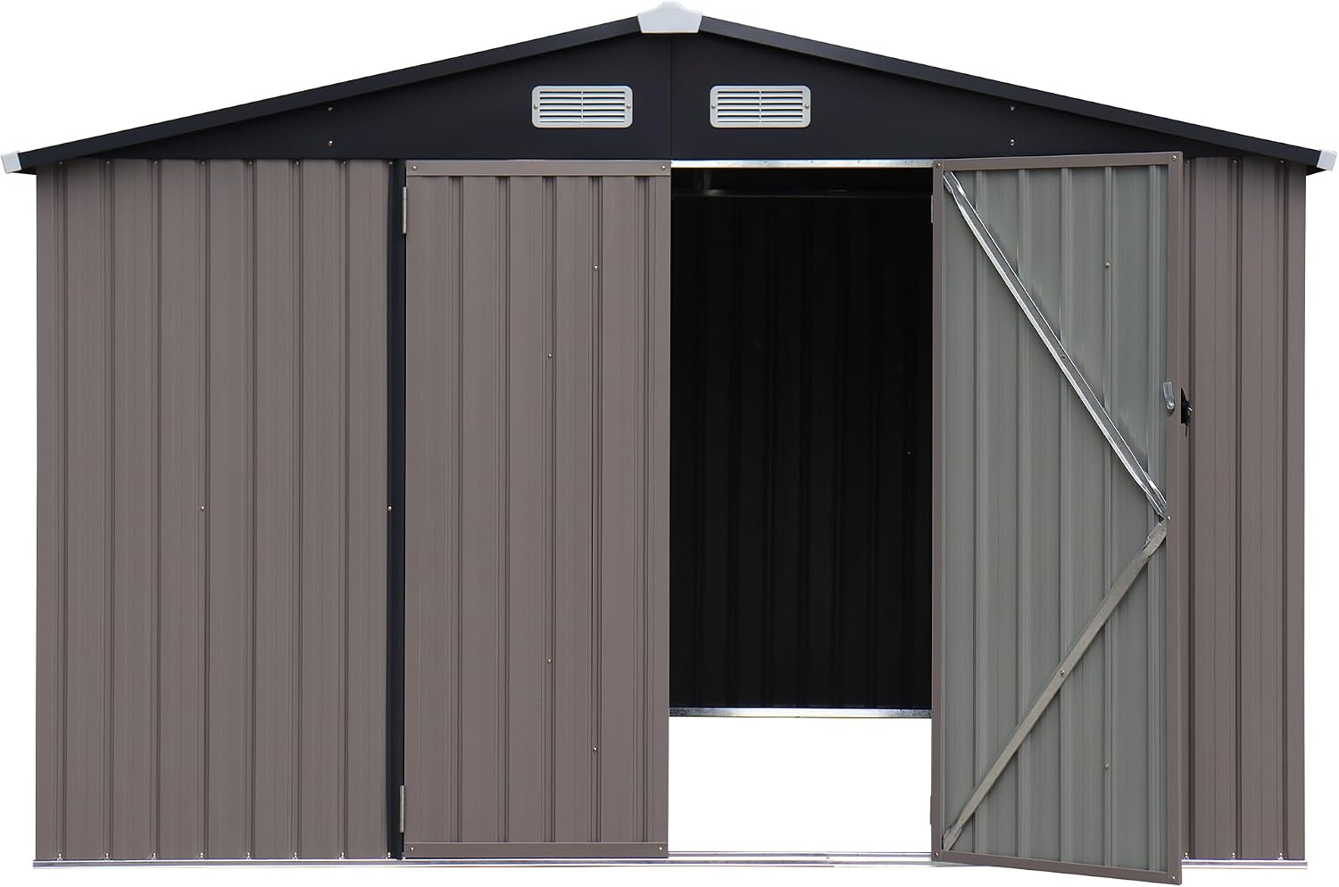 Verano Garden 8'x10' Outdoor Storage Shed, Large Galvanized Steel Metal Garden Shed, Double Door W/Lock, Outdoor Storage House for Backyard, Patio, Lawn(113.78'x88.58'x77.17')