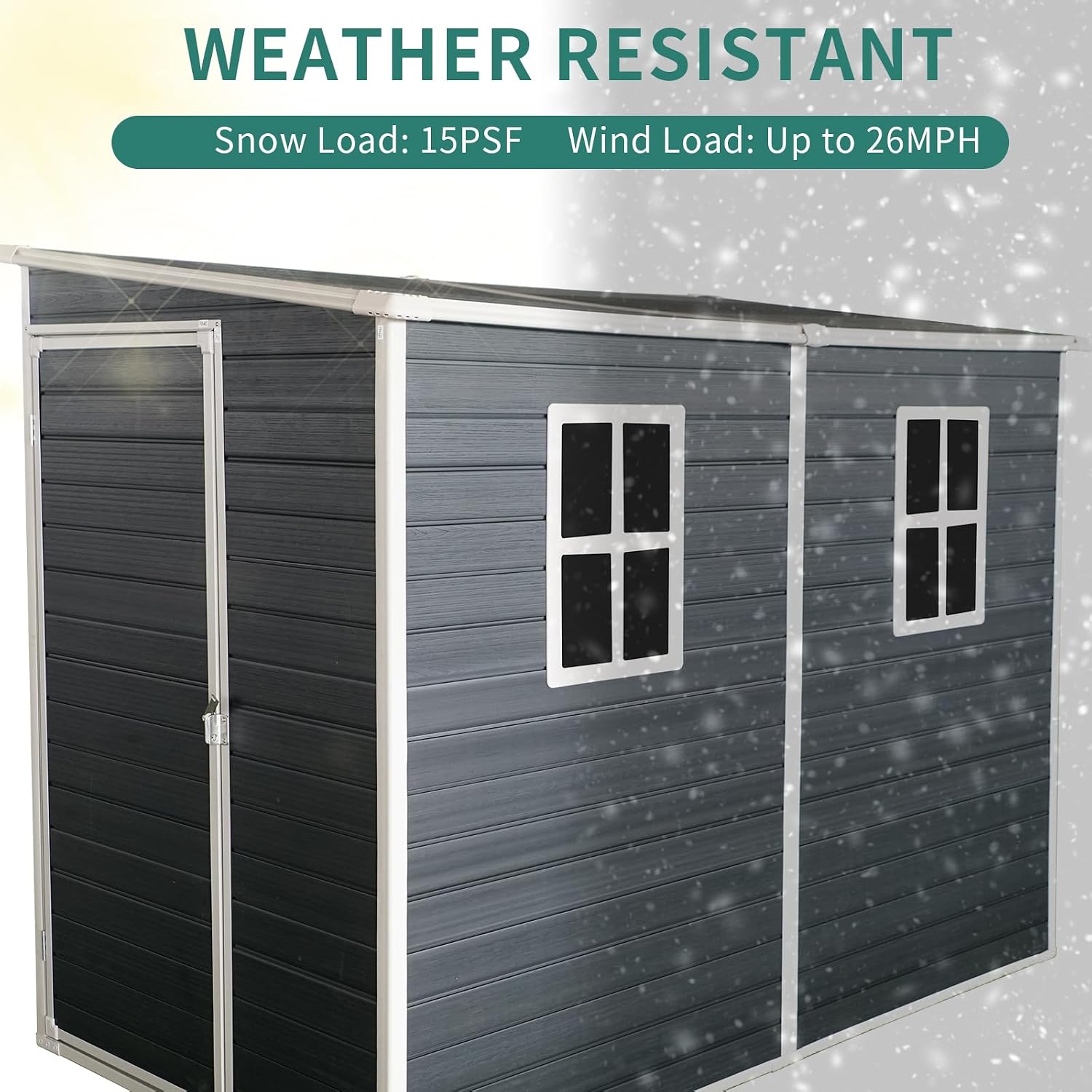 Ball & Cast 8x4FT Outdoor Storage Shed,Plastic Shed with 2 Windows and Lockable Doors, Waterpoof Garden Tool Shed with Floor Base and Vents for for Storing Bicycles,Lawnmowers,Barbeques,Black