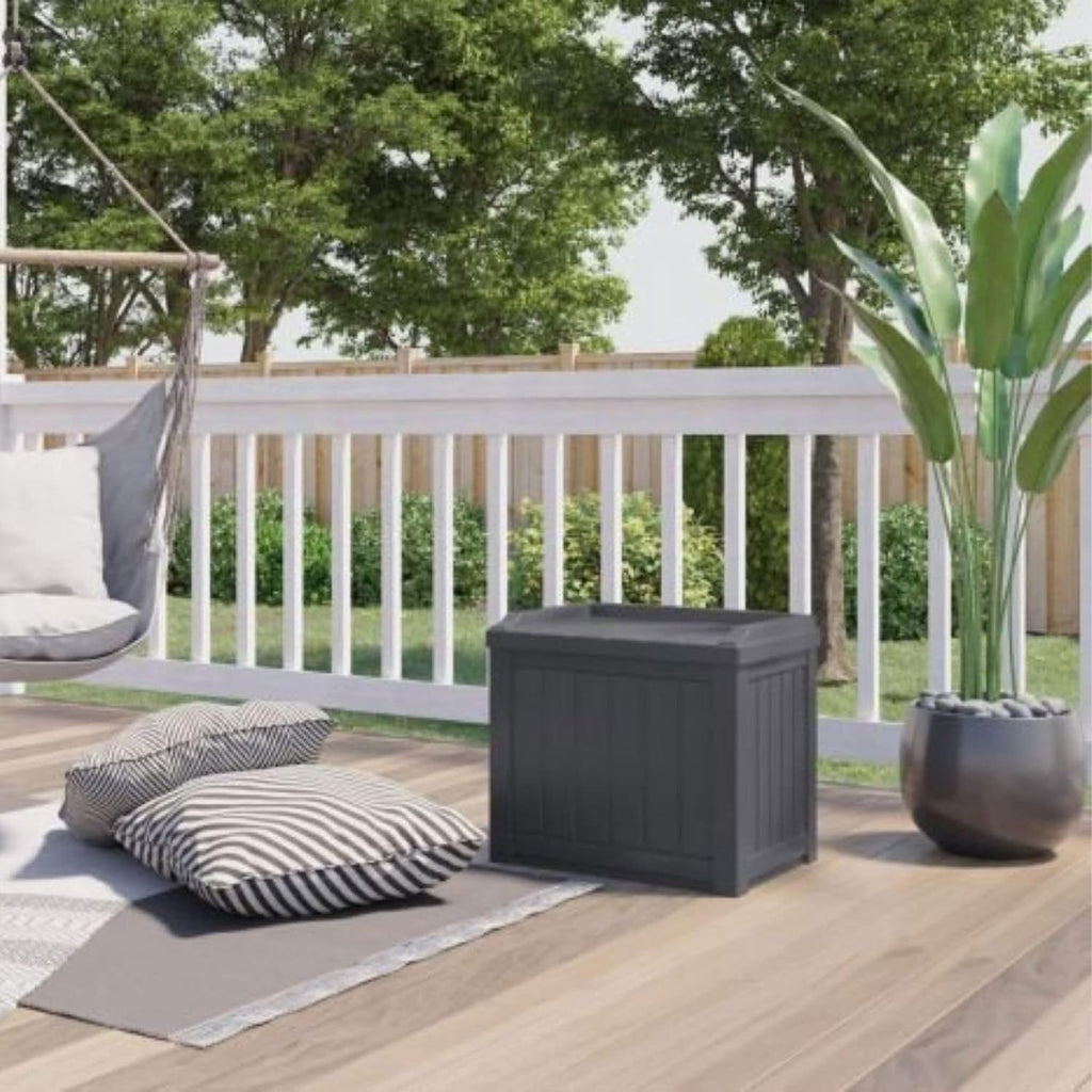 Suncast 2 Pack Small Deck Box Storage w/Bench Seat for Indoor & Outdoor Use, 22 Gal., Cyberspace