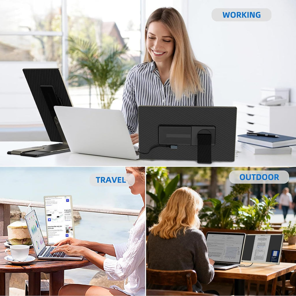 Laptop Screen Extender - 15.6'' 1080P Monitor Extender Detachable Screen Triple Monitor for Laptop 13'-17.3' Compatible with Mac/Windows