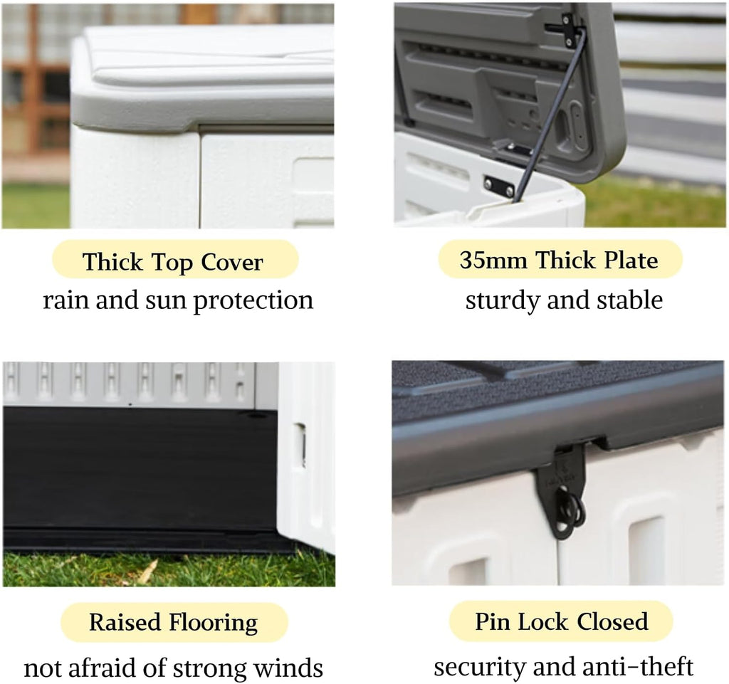 ZZM Large 67 Cu.ft Waterproof Storage Shed, Outdoor Storage Cabinet，Durable Resin Sheds for Patio Furniture, Garden Tools, Pool Accessories, Mower Storage (White)
