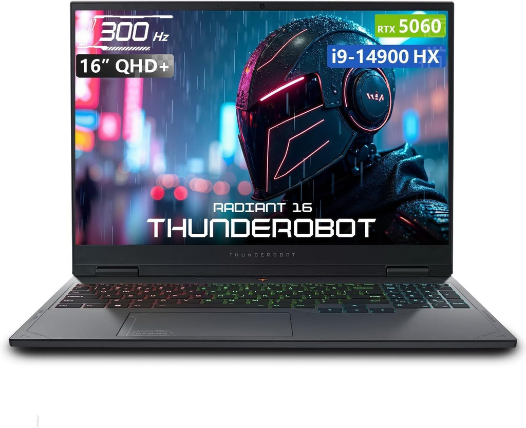 Thunderobot Radiant 16 i9 5060 2.5K Gaming Laptop, 16' QHD+ up to 300Hz 2.5K Display, Core i9-14900HX, GeForce RTX 5060, 64GB DDR5 RAM, 2TB SSD, RGB Backlit Keyboard, Wi-Fi 6, Win 11 Home, Black