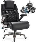 Big and Tall Office Chair 700lbs - Adjustable Headrest&Lumbar Support, 3D Flip Arms, Large Wheels &Heavy Duty Metal Base, Ergonomic High Back Computer Chair Desk Chair, Thick Padded Extra Wide Seat